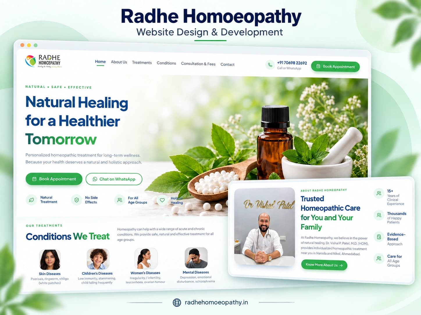 Radhe Homoeopathy clinic website hero image